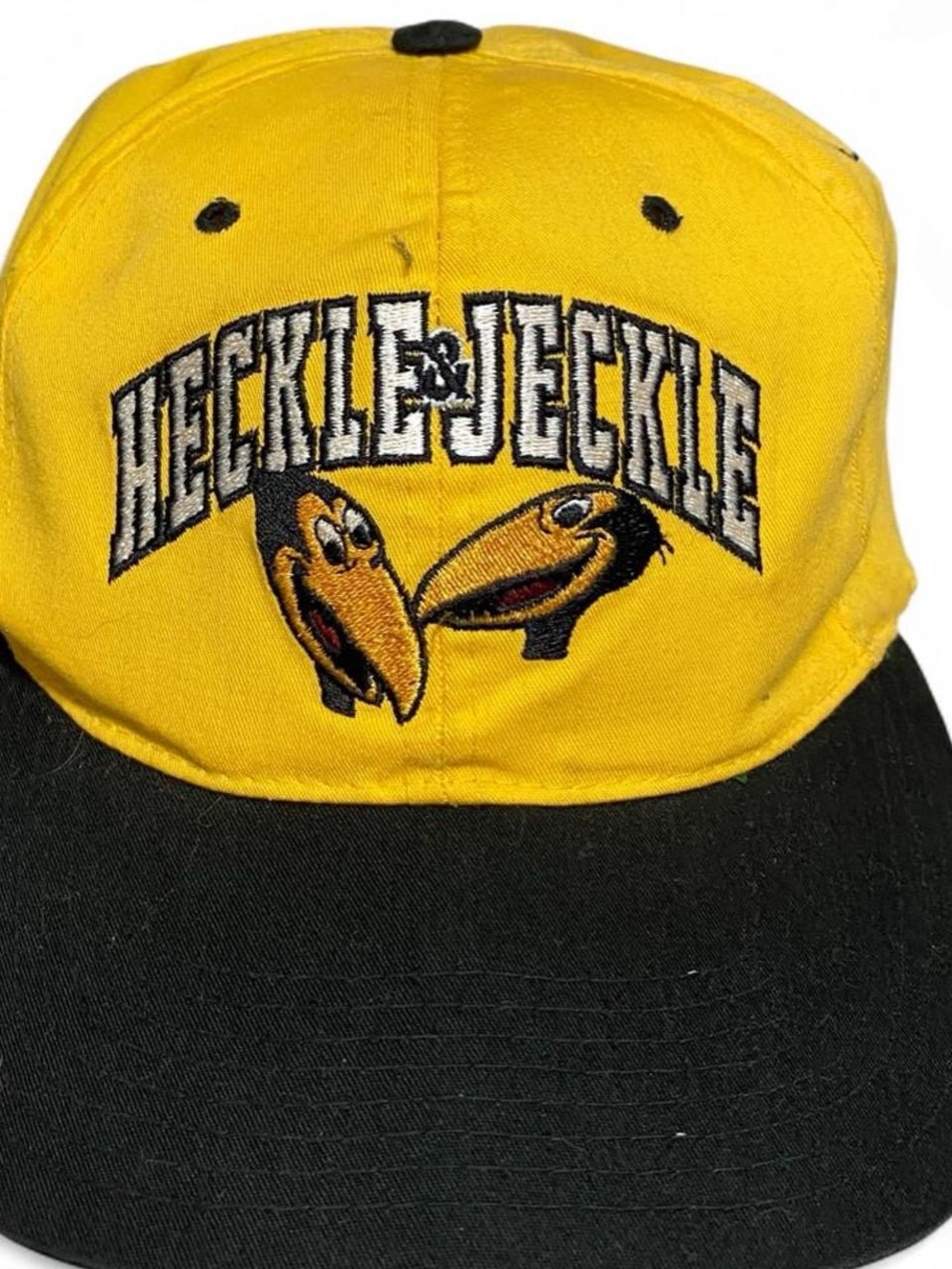 Vintage 90s heckle & Jeckle magpies cartoon ‎ yellow and black SnapBack